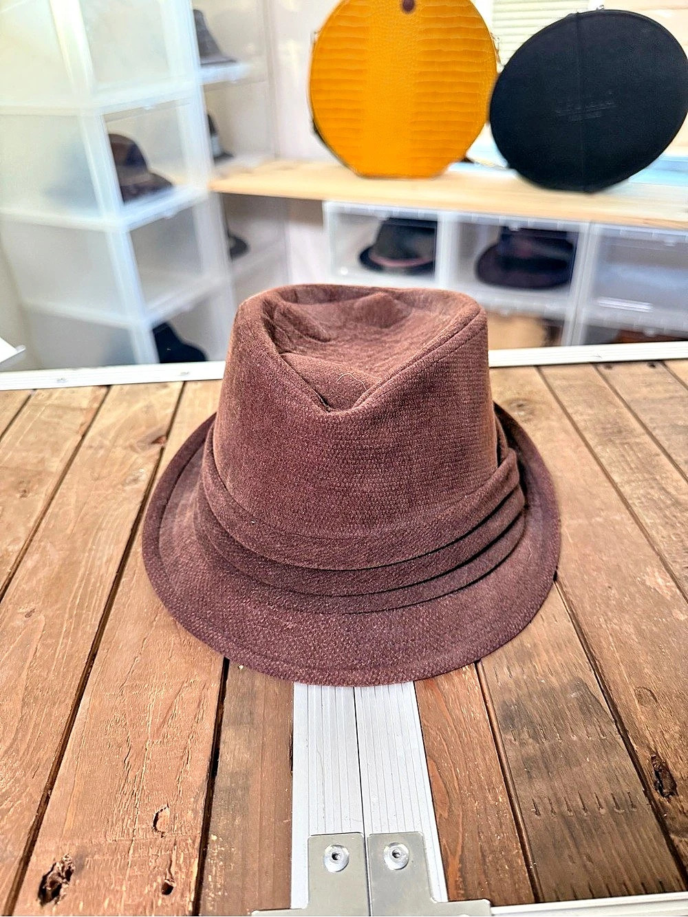 Unbranded Brown Textured Fedora Trilby Hat Approx 57cm